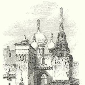 Entrance to the Monastery of St Alexis, Vladimir (engraving)