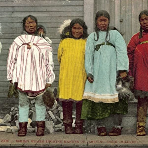 Eskimo women carrying their babies (colour photo)
