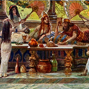 Esther feasts with the king, by Tissot - Bible