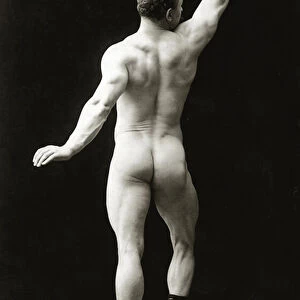Eugen Sandow, in classical ancient Greco-Roman pose, c. 1894 (b / w photo)