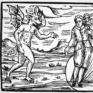 The Evocation of the Devil, copy of an illustration from Compendium Maleticarum