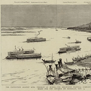 The Expedition against King Theebaw of Burma, the Irrawaddy Flotilla Companys Steamers at Thayetmyo ready for the Advance on Mandalay, 14 November (engraving)