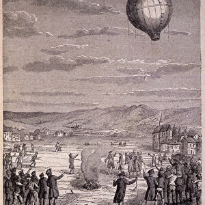 Experiment made at Annonay on 5 June 1783 by the Montgolfier Brothers - in "