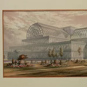 The Exterior of Crystal Palace, Sydenham, 1854 (colour lithograph)
