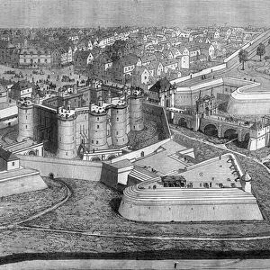 Exterior view of the Bastille in Paris in 1650