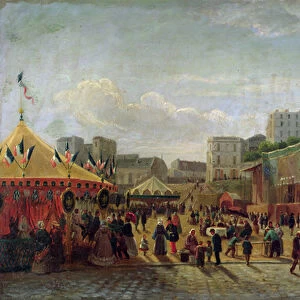 A Fair, Place Saint-Pierre, Montmartre in 1861 (oil on panel)