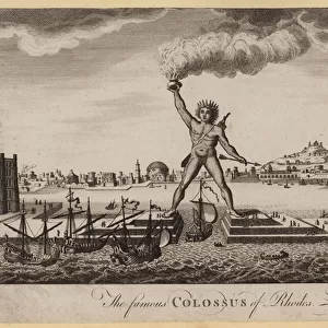 The famous Colossus of Rhodes (engraving)