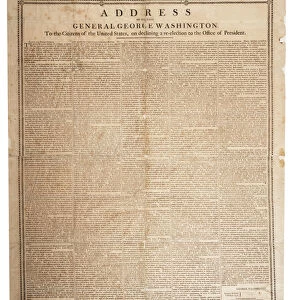 Farewell address of the late General George Washington, 17th September 1796 (litho)