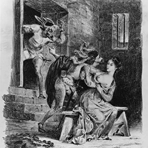 Faust rescues Marguerite from her prison, from Goethes Faust, 1828, (illustration)