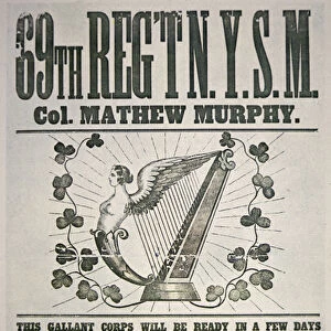 Federal recruiting poster for 69th Regiment, appealing to Irish immigrants (colour litho)