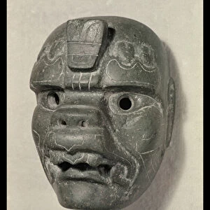 Feline mask of a man, from Oaxaca, Pre-Columbian (jade)