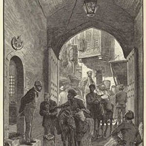 Fellaheen bringing their produce to a shoonah or government warehouse (engraving)