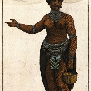 Female Member of the South African tribe of Hottentots, engraving of 1820