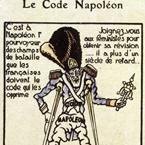 Feminist cartoon against the Napoleon Code: feminists denounce with humor
