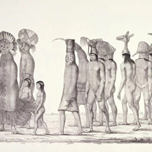 Festive Procession of the Tecunas, from Travels in Brazil (litho)