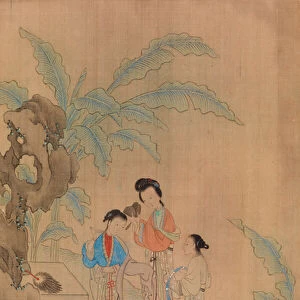 Three Figures in a Landscape (ink on silk)