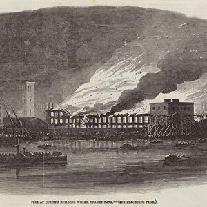 Fire at Cubitts Building Works, Thames Bank (engraving)