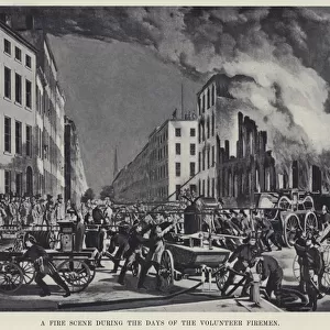 A Fire Scene during the Days of the Volunteer Firemen (litho)