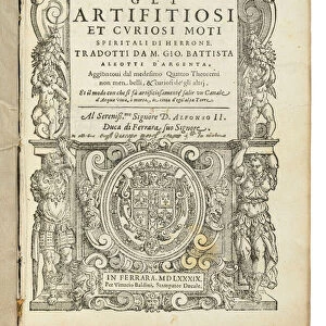 First edition of Aleottis translation of Heros Pneumatics