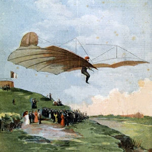 First gliding test of Otto Lilienthal (1848-1896), a German engineer