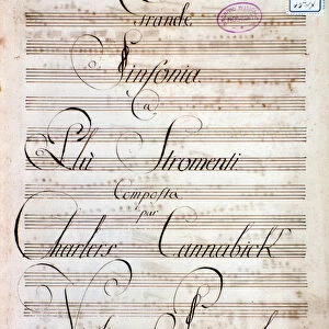 First page of sheet music of the Great Symphony (Op. 8) by Carl August Cannabich