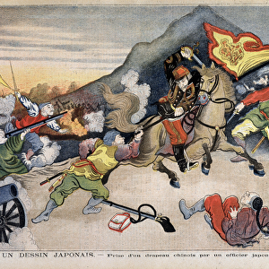 First Sino-Japanese War - Sino-Japanese War: taking a Chinese flag by a Japanese officer