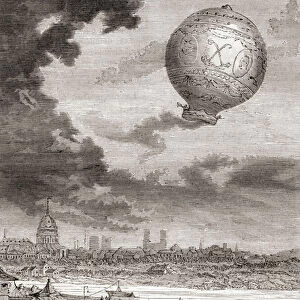 The first untethered balloon flight, by Jean-Francois Pilatre de Rozier