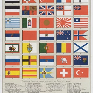 Flags of Europe, Asia, Africa, and Australasia (colour litho)