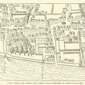 Fleet Street, the Temple, etc. from a plan published by Ralph Aggas, 1563 (engraving)