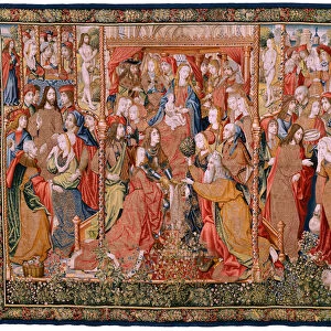 Flemish tapestry. Series Episodes from the Life of the Virgin. The prophecies are fulfilled at the birth of Christ (Cumplimiento de las profecias en el nacimiento del Hijo de Dios). First tapestry in the series