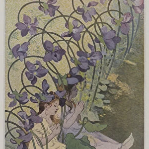 Fleurs Animees. Les Violettes. (Animated Flowers: Violets) (colour litho)