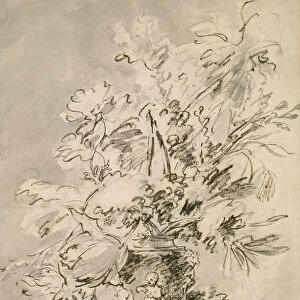Flowers in an Urn (charcoal and indian ink on paper)