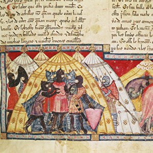 Fol. 69r The Imprisonment of Antenor, from the Codex Benito Santa Mora (vellum)