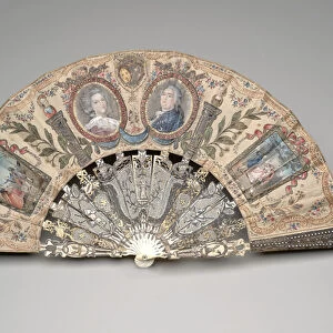 Folding fan with portrait medallions of Marie Antoinette and Louis XVI