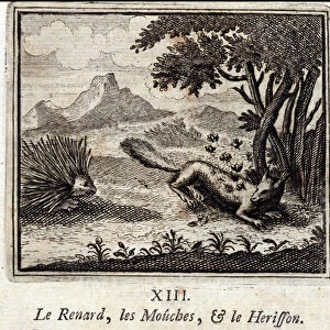 The Fox, the Flies and the Herisson. Fables by Jean de La Fontaine (1621-95)