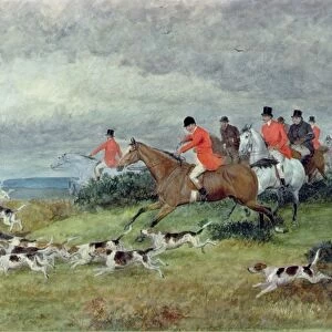 Fox Hunting in Surrey, 19th century (watercolour)