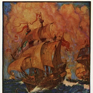 With Francis Drake in the Tropics (colour litho)