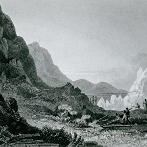 Franklins expedition first detained by the ice, 1826 (engraving)