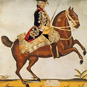 Frederic II the Great (1712-1786) King of Prussia (watercolour and gold leaf)