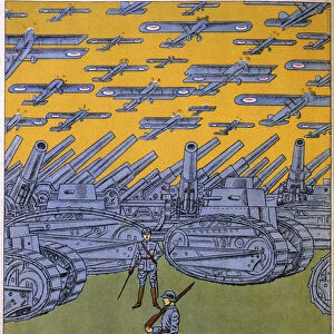 The French arms race in the 30s (tanks and planes) (lithograph)