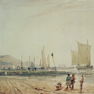 French Coast, with fishing Boats, 19th century (watercolour)