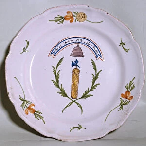 French Revolution: porcelain plate decorated with the inscription "l