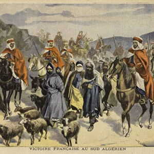 French victory in southern Algeria, 1897 (colour litho)