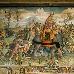 Fresco depicting Hannibal arriving in Italy. By Jacopo Ripanda. Late 16th century