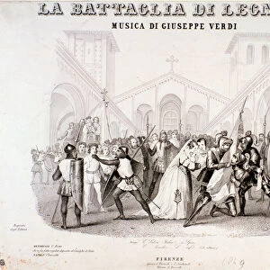 Frontispiece of La battaglia di Legnano opera by Giuseppe Verdi, 1859