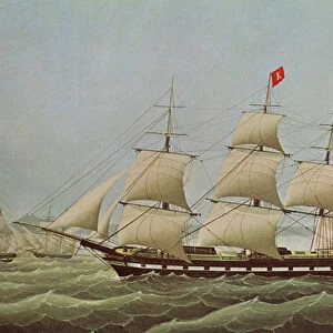 Full-rigged Ship Bremerhaven ex Rochester (colour litho)