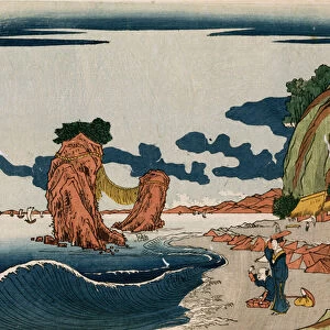 Futamigaura in Ise Province from a group of nine Uki-e prints (woodblock print)