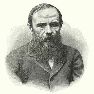 Fyodor Dostoyevsky, Russian novelist (engraving)