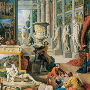 "Gallery of views of ancient Rome"Detail. Painting by Giovanni Paolo Pannini