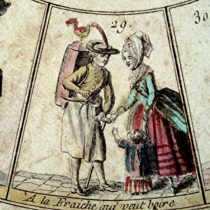 Detail of the game of the Goose of the Cree of Paris: the dairy and the water carrier
